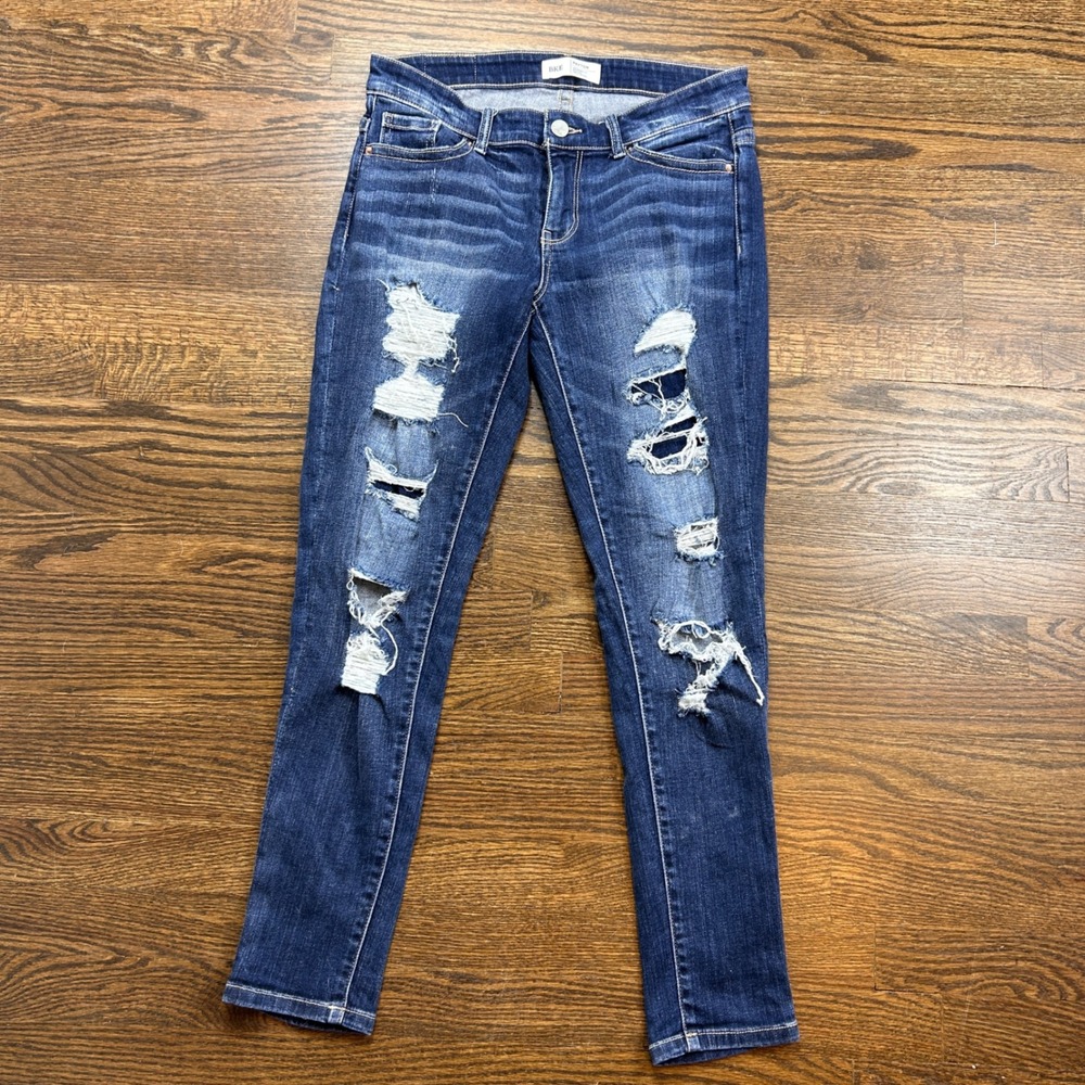 BKE Payton Jeans Womens Size 27 Skinny Distressed Dark Wash Denim Western Rodeo